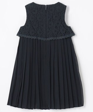 組曲 KIDS 【110-140cm】シフォンプリーツコンビ ワンピース ネイビー系