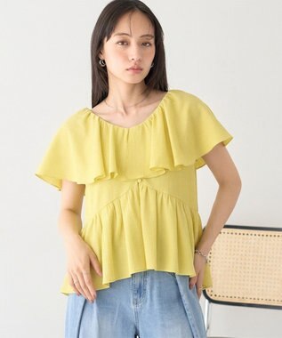earth music&ecology ラッフルカラーペプラムカットブラウス