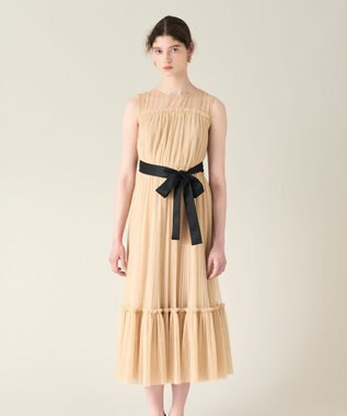 GRACE CONTINENTAL プリーツロングドレス ベージュ