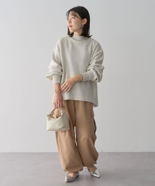 Green Parks 配色リブニットドッキング裏起毛プルオーバ Oatmeal