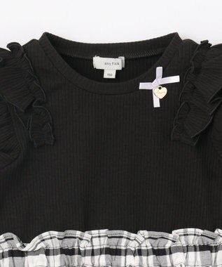 ANY KIDS チェック ドッキングワンピース ブラック