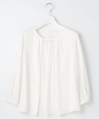 23区 L 【洗える】シルキーデシン ギャザー カットソー ホワイト系