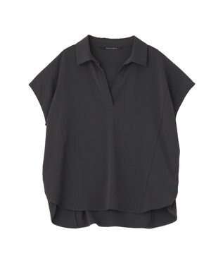 YECCA VECCA 【接触冷感】COOLスキッパーブラウス Charcoal Gray