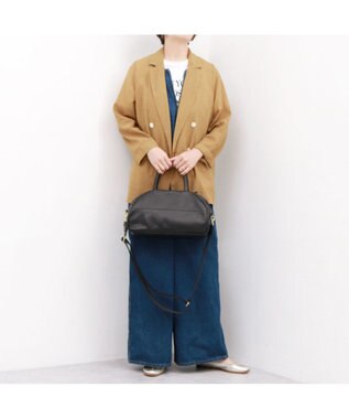 UNBILLION ペルケ perche / ガーメントレザー・サスティナブル2wayハーフムーンボストンM ブラック