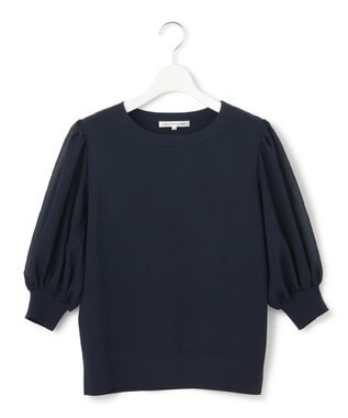 23区 S 【洗える】シアーチェッククロスコンビ ニット ネイビー系