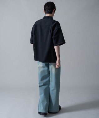 WEGO 【速乾/しわになりにくい/MLサイズ展開】ドライポリオープンカラーシャツ（SS） ブラックその他