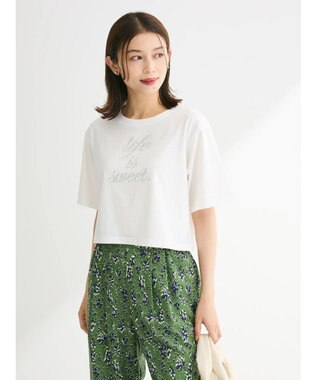 Green Parks ・ｓｗｉｎｇ　ｂｙ　ラインストーンロゴショートＴＥＥ Off White