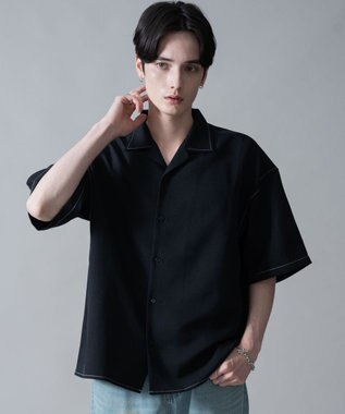 WEGO 【速乾/しわになりにくい/MLサイズ展開】ドライポリオープンカラーシャツ（SS） ブラックその他