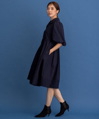 【NAVY】ダブルクロスストレッチ ワンピース, ネイビー系, 2