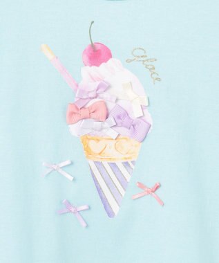 ANY KIDS 接触冷感 しろくま オフショルダー Tシャツ ライトブルー×アイス