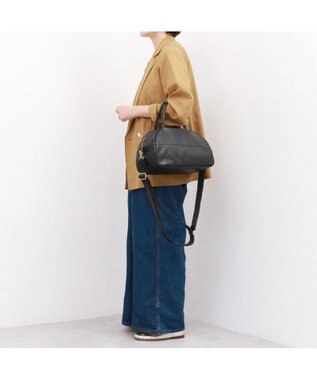 UNBILLION ペルケ perche / ガーメントレザー・サスティナブル2wayハーフムーンボストンM ブラック