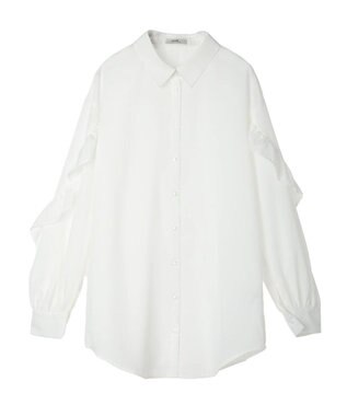 earth music&ecology フリルスリーブシャツ Ivory