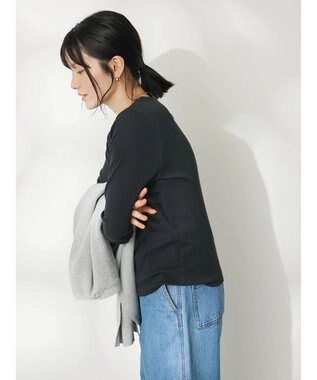 CRAFT STANDARD BOUTIQUE フリルテープリブカットプルオーバー Black