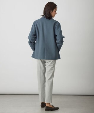 J.PRESS LADIES ショートビーバー ショート丈 ステンカラー コート ティールブルー系