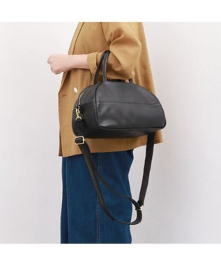 UNBILLION ペルケ perche / ガーメントレザー・サスティナブル2wayハーフムーンボストンM ブラック