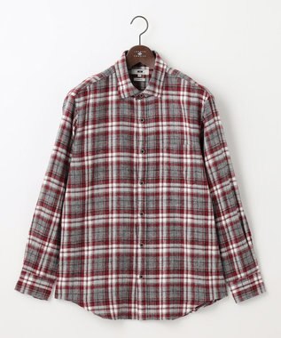 JOSEPH ABBOUD 【キングサイズ・柔らかな肌触り/暖かい】 ラフィーコットンフランネルシャツ ワイン系4