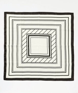 ICB BOXストライプパターンスカーフ ブラック系