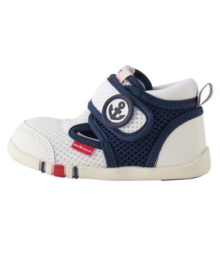 MIKI HOUSE HOT BISCUITS 【12-13cm】ダブルラッセル サマーファーストベビーシューズ 紺