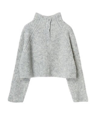 earth music&ecology フワフワＭＩＸハイネックショートニット Light Gray