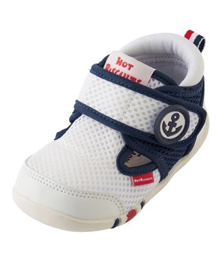 MIKI HOUSE HOT BISCUITS 【12-13cm】ダブルラッセル サマーファーストベビーシューズ 紺