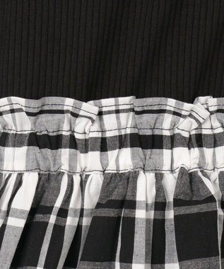 ANY KIDS チェック ドッキングワンピース ブラック