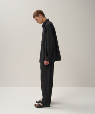 ATON TWIST WOOL TROPICAL | ツータックイージーパンツ - UNISEX BLACK