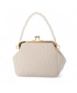 UNBILLION カシュカシュ cachecache / 2wayパールハンドル付きがま口パーティバッグ ホワイト