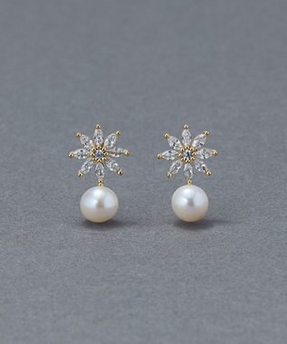 Phoebe クリスタルペタルパールピアス ゴールド