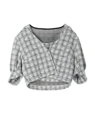 earth music&ecology ＳＥＴ２点　カットソーツィードアンサンブル Check Black