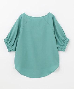 ANY 【洗える】デザインスリーブとろみ ブラウス ターコイズ