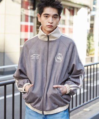 WEGO フェイクスウェードライントラックジャケット ブラック中濃色