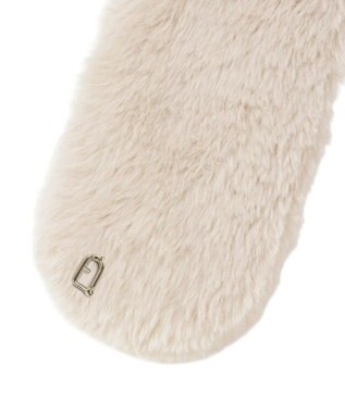 MOONBAT FURLA（フルラ）プチリボンマフラー  アーチロゴ フェイクファー ベージュ