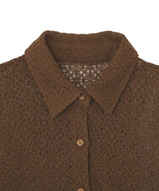 earth music&ecology ストレッチレース襟付シャツ Brown