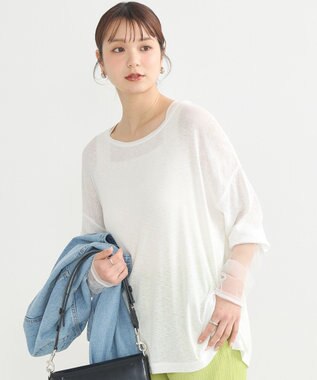 earth music&ecology ラメシアースリーブプルオーバー Off White