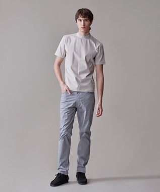 J.PRESS MEN シルクのような光沢感の上品Tシャツ【UVカット / 接触冷感 / 吸水速乾】【J.PRESS PREMIUM JERSEY】ポンチモックネック Tシャツ ライトグレー系