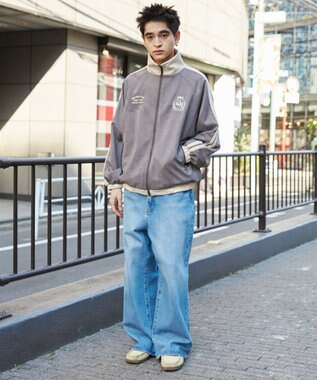 WEGO フェイクスウェードライントラックジャケット ブラック中濃色