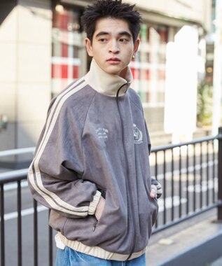 WEGO フェイクスウェードライントラックジャケット ブラック中濃色