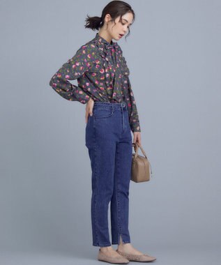 組曲 S カッティングローズプリント フリルブラウス ピンク系5