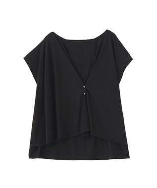 YECCA VECCA ピン付きドレープカットソー Black