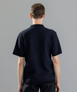 JOSEPH HOMME ヘリンボンボーダー　ポロ ネイビー系