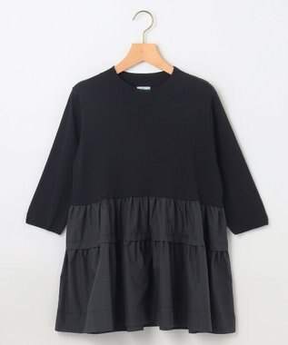 組曲 S 【UVケア・接触冷感・六分袖】ブラウスコンビ ティアードニット ブラック系