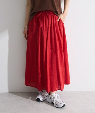Green Parks Ｉ　シアーサッカーギャザースカート Red