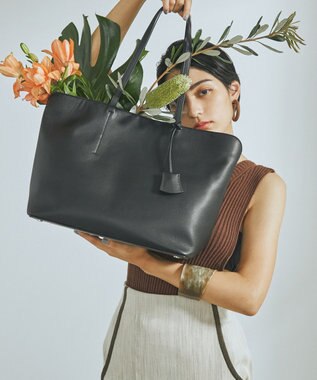 TOPKAPI 【TREASURE TOPKAPI】フロントステッチ　レザーA4トートバッグ グレージュ