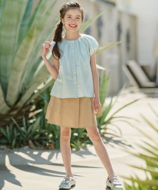 組曲 KIDS 【110-140㎝】サマーストライプ ブラウス セージ系1