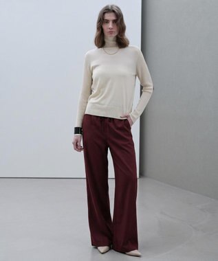 BEIGE， 【ロングセラー・新色追加】FLEUR / バックサテン イージーワイドパンツ Bordeaux