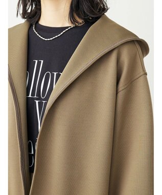 Green Parks ポンチフード付きカットカーディガン Gray Beige