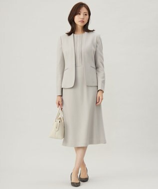 J.PRESS LADIES L 【セットアップ対応】ウールスムース タックディテール ワンピース ベージュ系