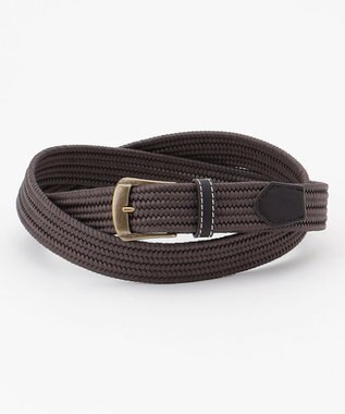 JOSEPH ABBOUD 【キングサイズ・イタリア素材・ストレッチ・日本製】ソリッドメッシュ ベルト ダークブラウン系