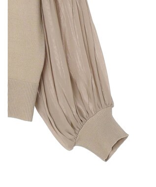 Green Parks プリーツ袖ニットプルオーバー Beige