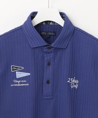 23区GOLF 【MEN】【吸水速乾/UVカット】サッカージャージーポロシャツ ダルブルー系